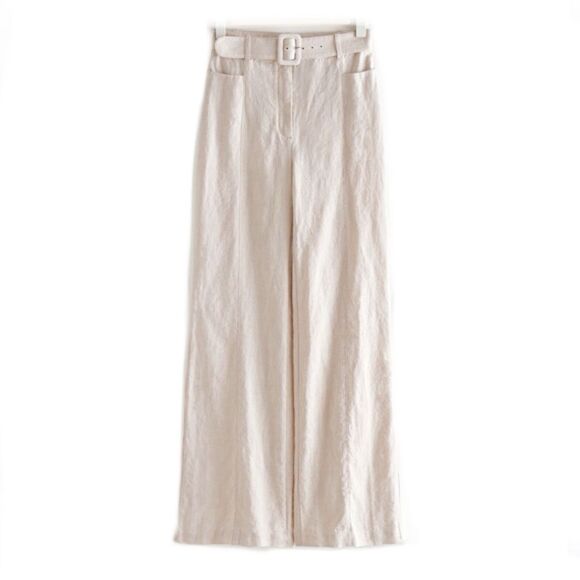 NEW & Other Stories Flared Linen Wide Leg Pants Trousers cream tan natural - Picture 9 of 9
